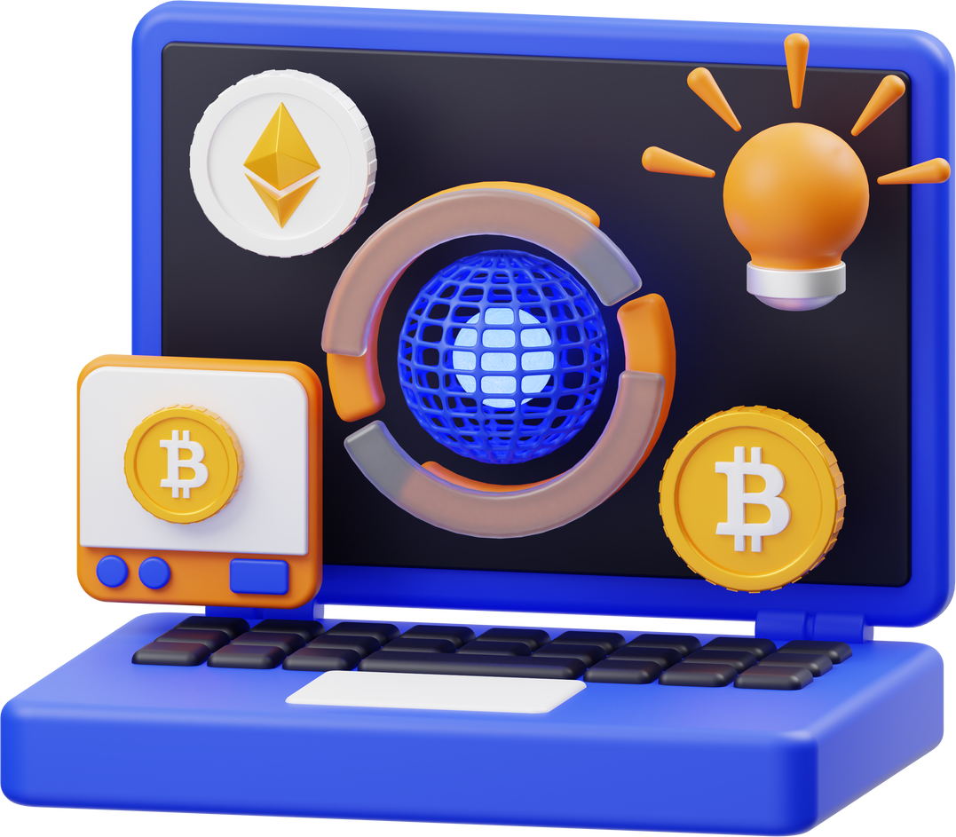 3D Bitcoin Laptop